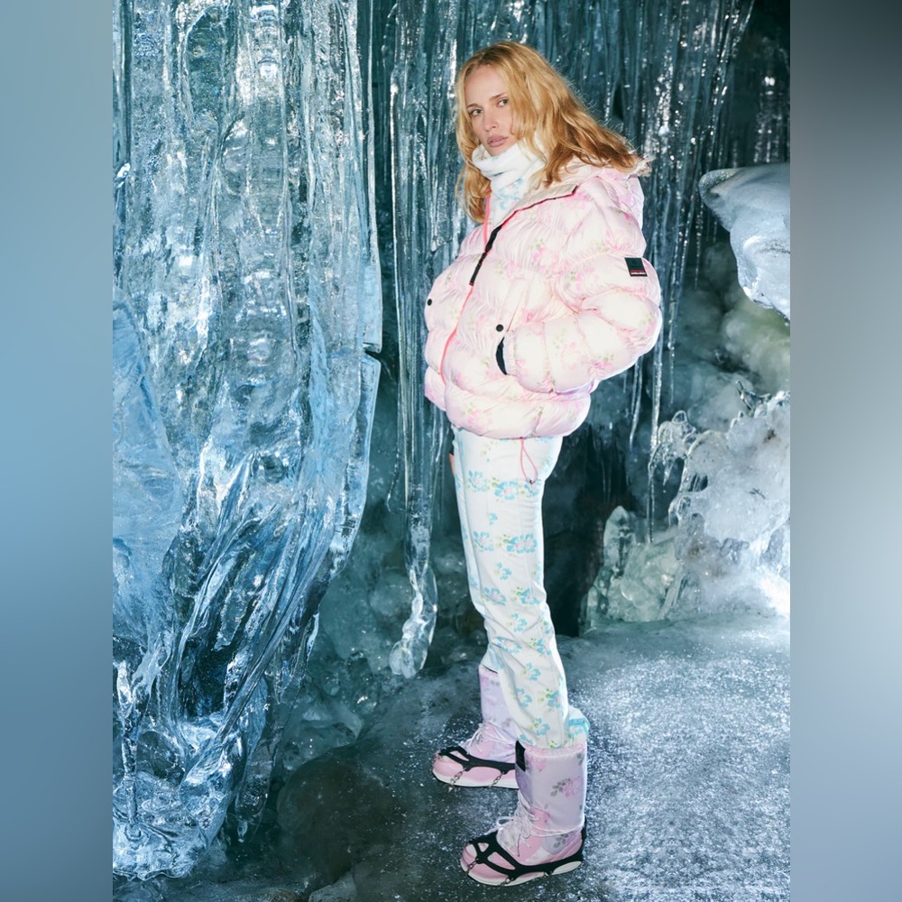 LoveShackFancy X Bogner Fire and Ice XS/S Pink Floral Rosetta Ski Coat